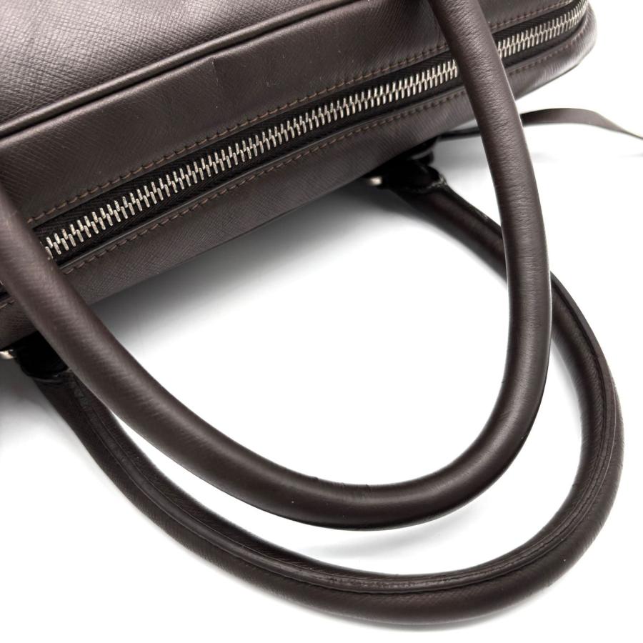 PRADA プラダ 白タグ サフィアーノレザー ブリーフケース ビジネスバッグ 焦茶 ダークブラウン A4 PC収納 自立 紳士 父の日 クールビズ 通勤 出張 極美品の画像