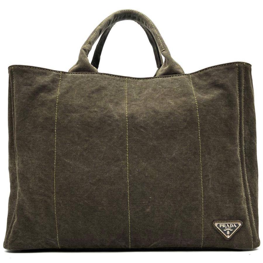 PRADA プラダ カナパ デラヴェ トートバッグ 三角ロゴ 大容量 サイド 