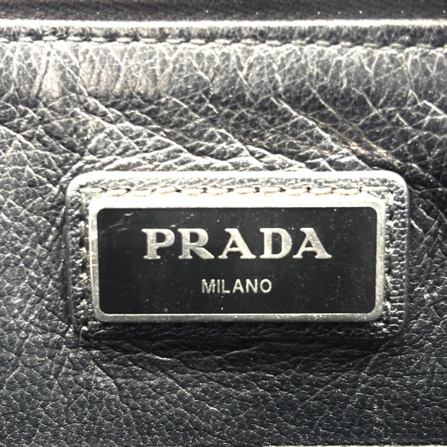 PRADA プラダ サフィアーノ レザー クラッチバッグ ドキュメントケース ブラック 黒 ビッグロゴ レターロゴ 白タグ セカンドバッグ メンズ ビジネス 美品_7