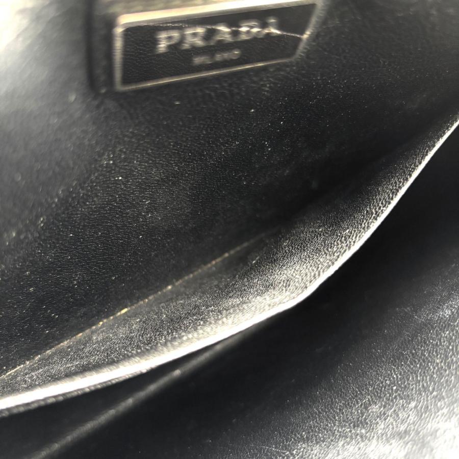 PRADA プラダ サフィアーノ レザー クラッチバッグ ドキュメントケース ブラック 黒 ビッグロゴ レターロゴ 白タグ セカンドバッグ メンズ ビジネス 美品_8