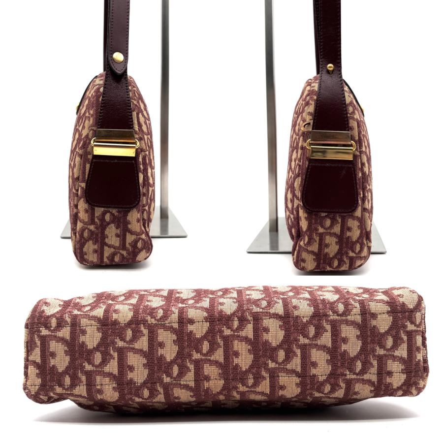 【良品】Christian Dior ショルダーバッグ　トロッター　ボルドー クリスチャンディオール Christian Dior トロッター ハンドバッグ ワン