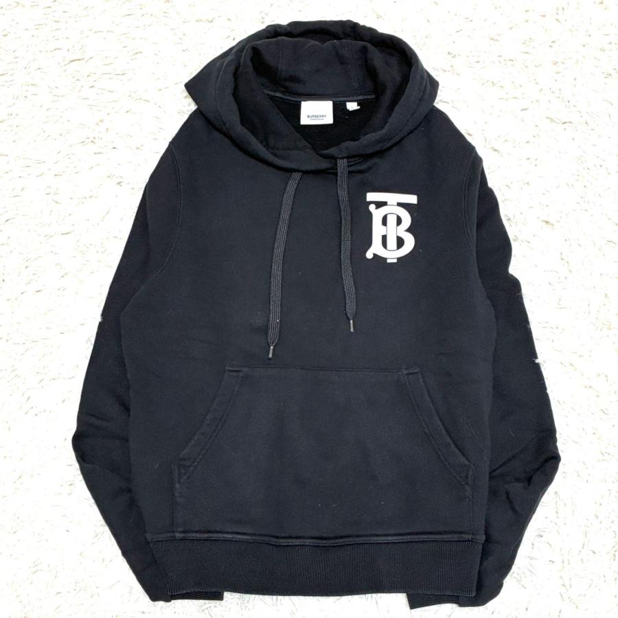 Burberry ブラック パーカー フーディー BURBERRY バーバリー TBモノグラム プルオーバー パーカー ブラック S
