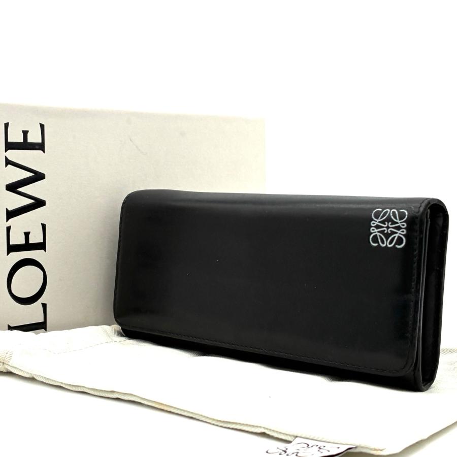 ロエベ LOEWE アナグラム 長財布 ロングウォレット フラップ ブラック 