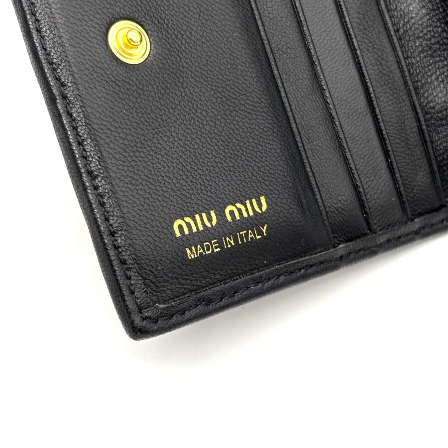 ミュウミュウ miumiu マテラッセ 二つ折り 財布 レザー ブラック 黒