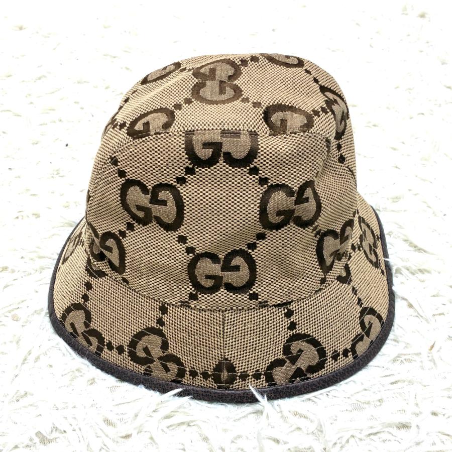 極美品 グッチ GUCCI ジャンボGG バケットハット 帽子 キャンバス M 