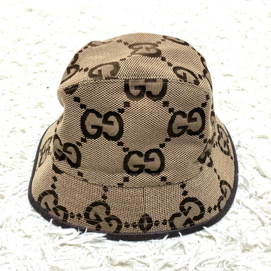 極美品 グッチ GUCCI ジャンボGG バケットハット 帽子 キャンバス M 