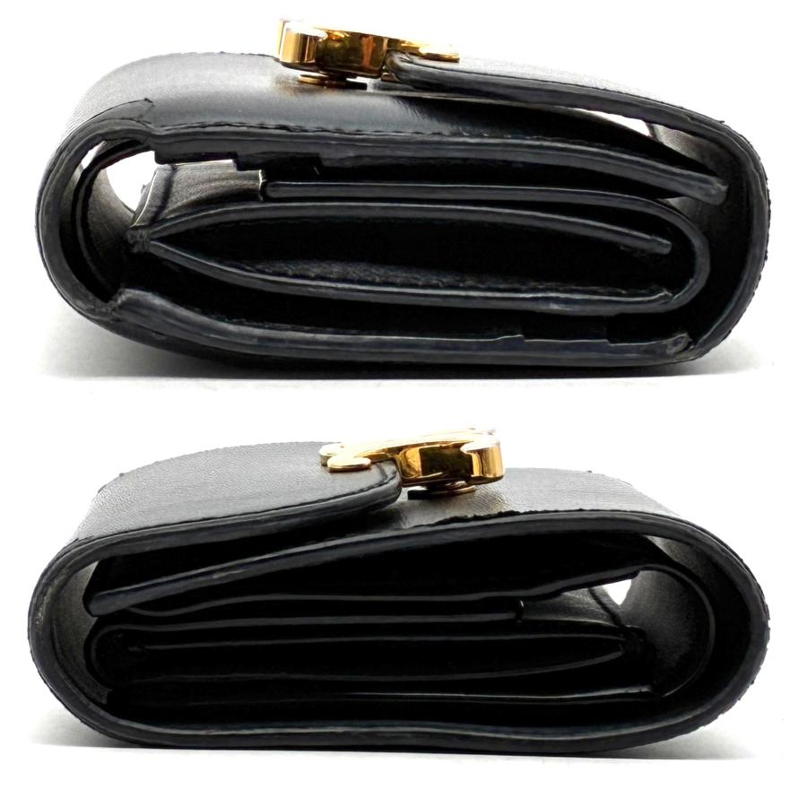 美品 CELINE トリオンフ 三つ折りウォレット（ブラック／ゴールド金具 セリーヌ CELINE トリオンフ 三つ折り財布 コンパクトウォレット