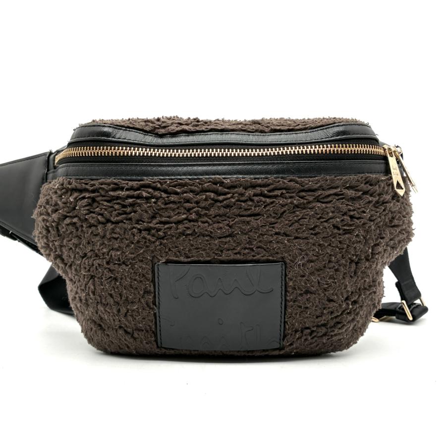正規品 Paul smith ポールスミス ボディバッグ ウエストバッグ ボア ファー 斜め掛け クロスボディ ロゴ メンズ 黒 茶_1
