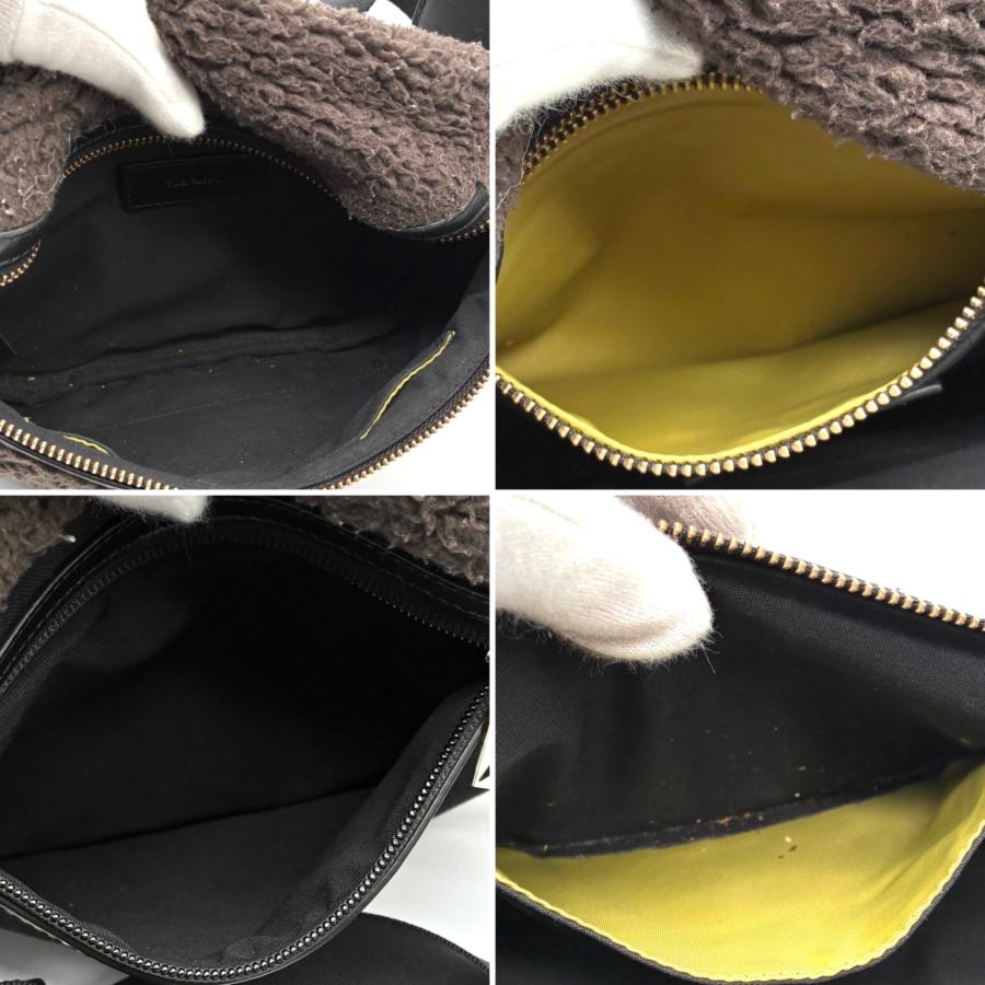 正規品 Paul smith ポールスミス ボディバッグ ウエストバッグ ボア ファー 斜め掛け クロスボディ ロゴ メンズ 黒 茶_5