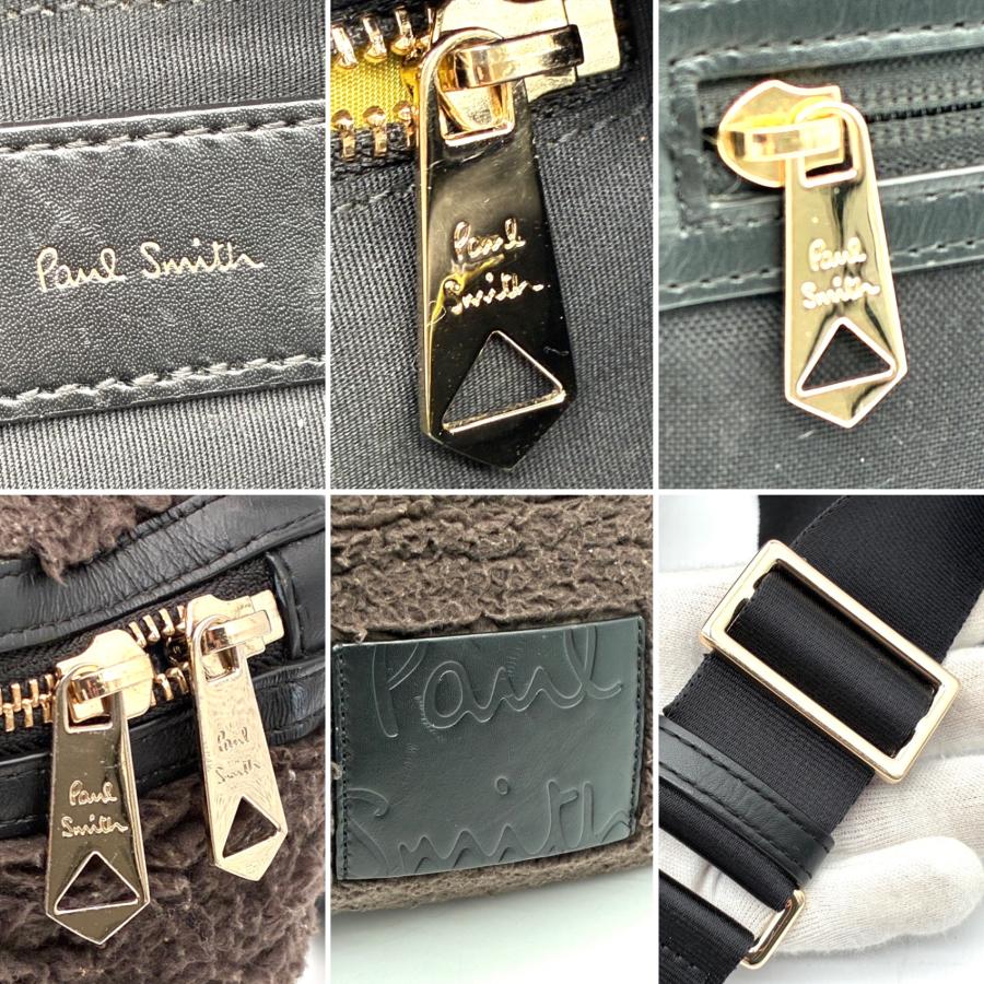 正規品 Paul smith ポールスミス ボディバッグ ウエストバッグ ボア ファー 斜め掛け クロスボディ ロゴ メンズ 黒 茶_6
