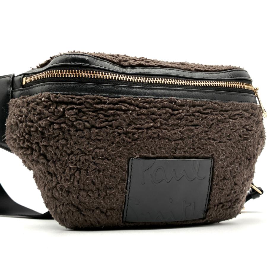 正規品 Paul smith ポールスミス ボディバッグ ウエストバッグ ボア ファー 斜め掛け クロスボディ ロゴ メンズ 黒 茶_8