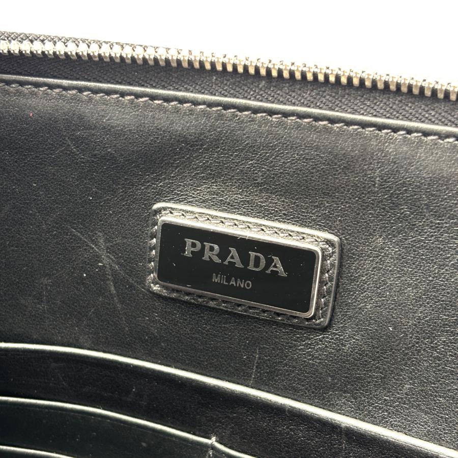PRADA プラダ クラッチバッグ サフィアーノ レザー メンズ ロゴ 白タグ 