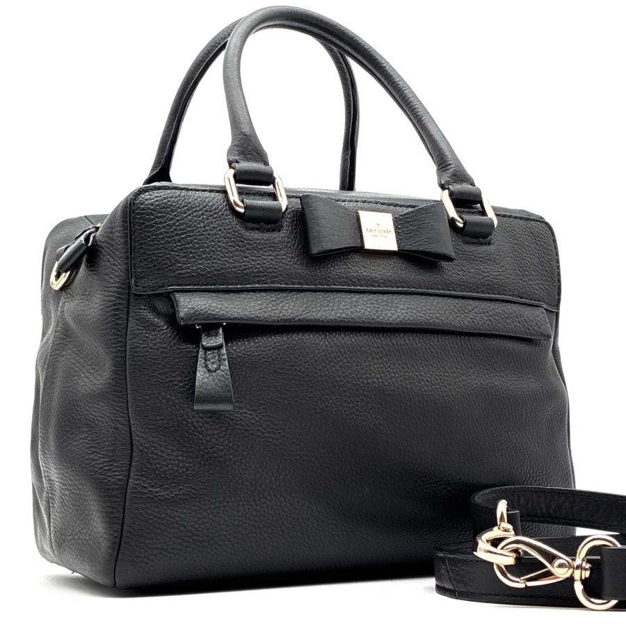 【美品】ケイトスペード リボン 2WAYショルダーバッグ 黒 ケイトスペード Kate Spade リボン モチーフ 2WAY ハンドバッグ
