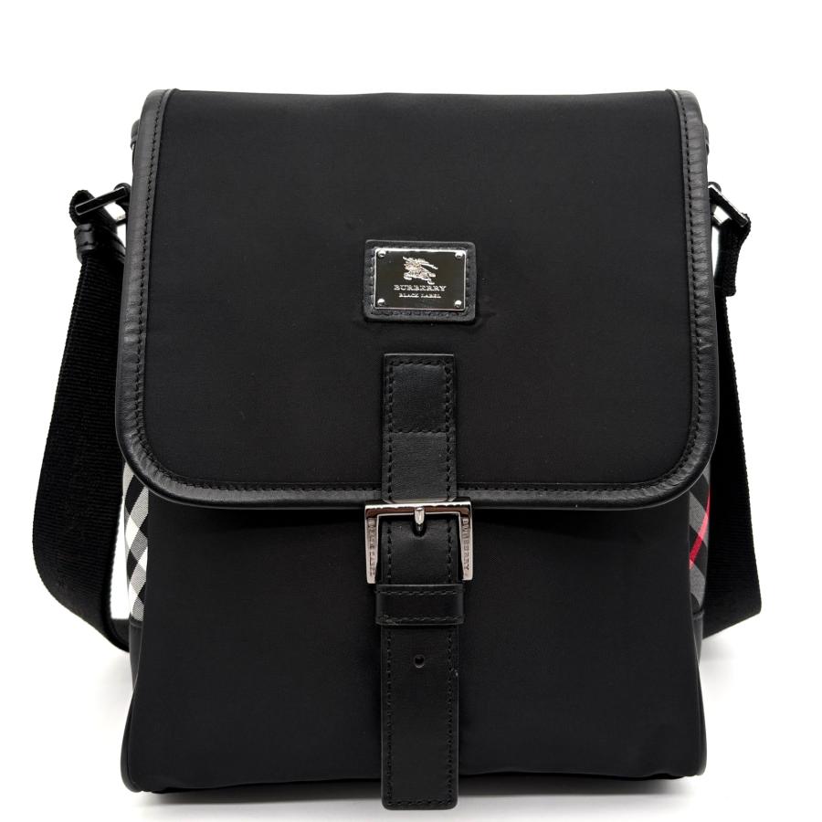 美品 バーバリーブラックレーベル メッセンジャーバッグ ショルダー ブラック 黒 バーバリーブラックレーベル BURBERRY BLACK LABEL ショルダーバッグ