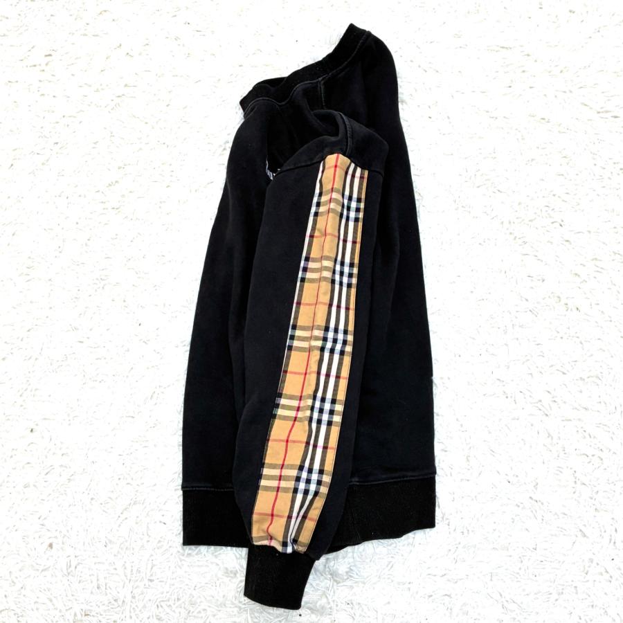 現行モデル BURBERRY バーバリー トレーナー スウェット ノバチェック ロゴプリント 黒 コットン メンズ レディース XL オーバーサイズ_2