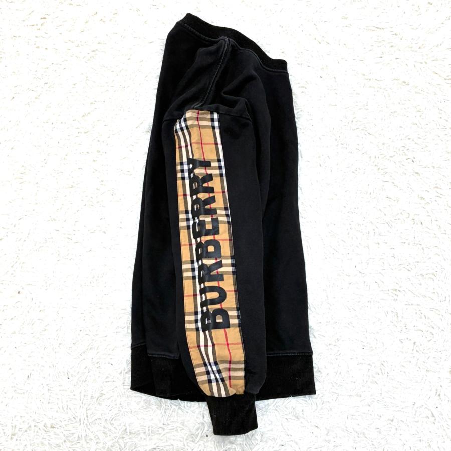現行モデル BURBERRY バーバリー トレーナー スウェット ノバチェック ロゴプリント 黒 コットン メンズ レディース XL オーバーサイズ_3