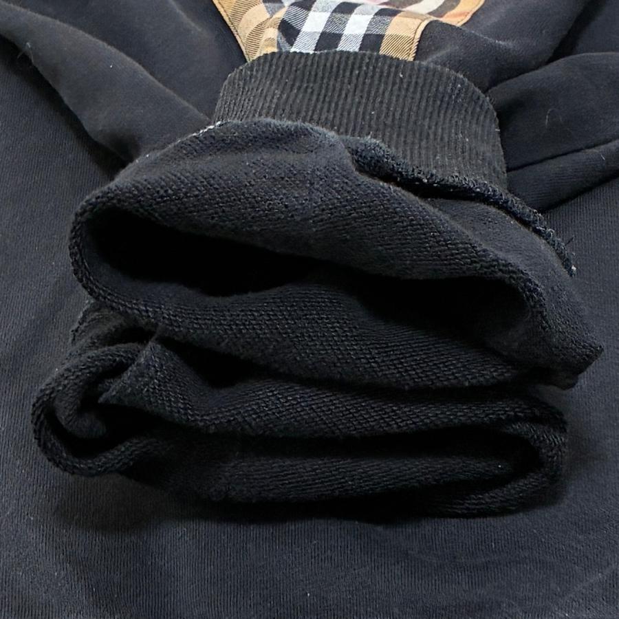 現行モデル BURBERRY バーバリー トレーナー スウェット ノバチェック ロゴプリント 黒 コットン メンズ レディース XL オーバーサイズ_6