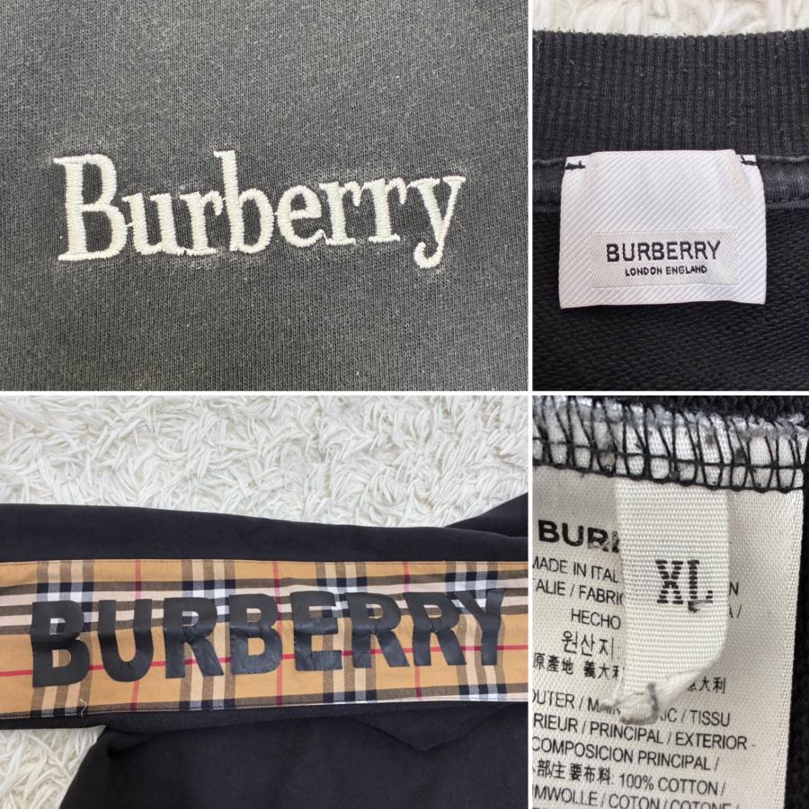 現行モデル BURBERRY バーバリー トレーナー スウェット ノバチェック ロゴプリント 黒 コットン メンズ レディース XL オーバーサイズ_8