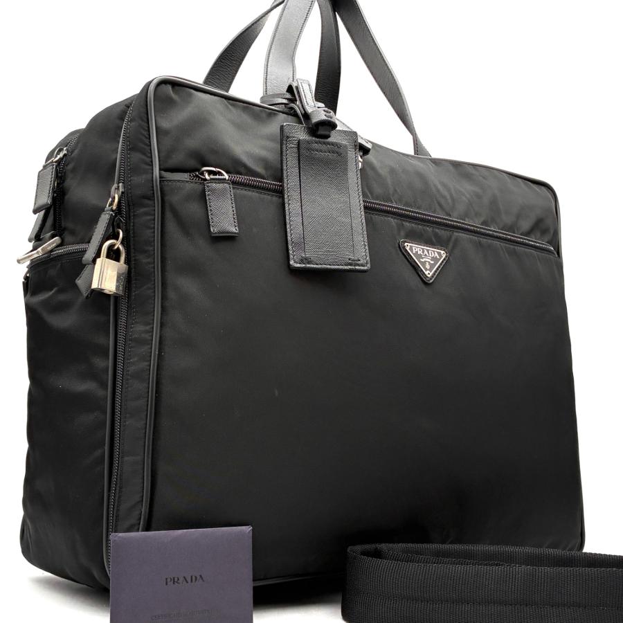 ✨美品/ロゴ満載✨PRADA ビジネスバッグ 2way ナイロン×サフィアーノ 美品 付属品完備 プラダ PRADA 2way ビジネスバッグ ブリーフケース