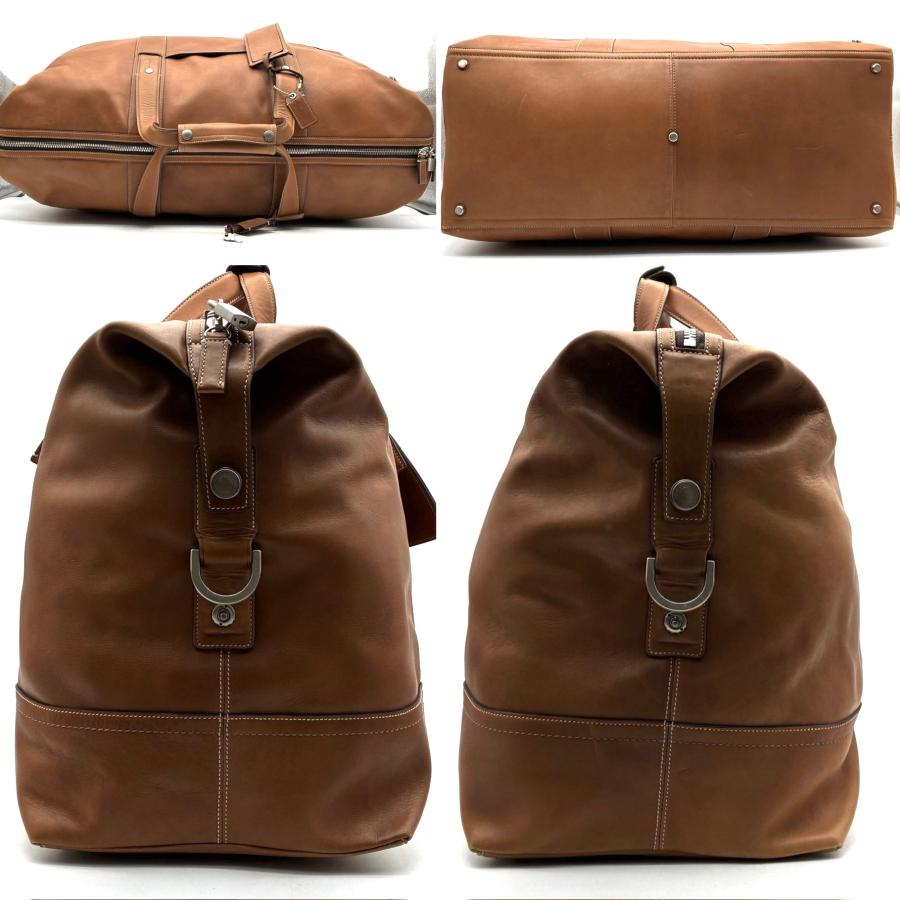 COACH コーチ ボストンバッグ トラベル ダッフル レザー 茶 ブラウン 2WAY ショルダーバッグ 大容量 出張 旅行 南京錠 鍵 カード 未使用保管品_3