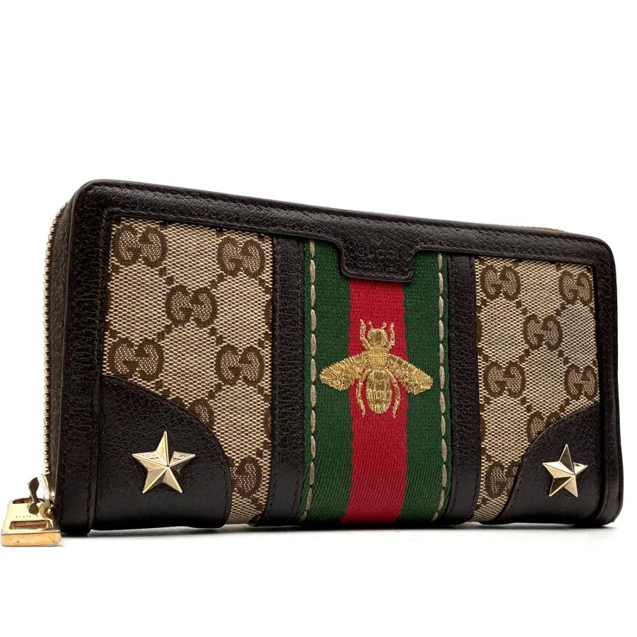 美品　GUCCI 長財布 ラウンドファスナー シェリーライン GGスプリーム グッチ GUCCI GGスプリーム シェリーライン ビー スター ラウンド