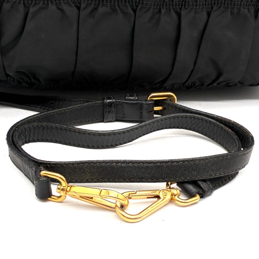 PRADA プラダ テスート ゴーフル ギャザー ナイロン レザー 2way