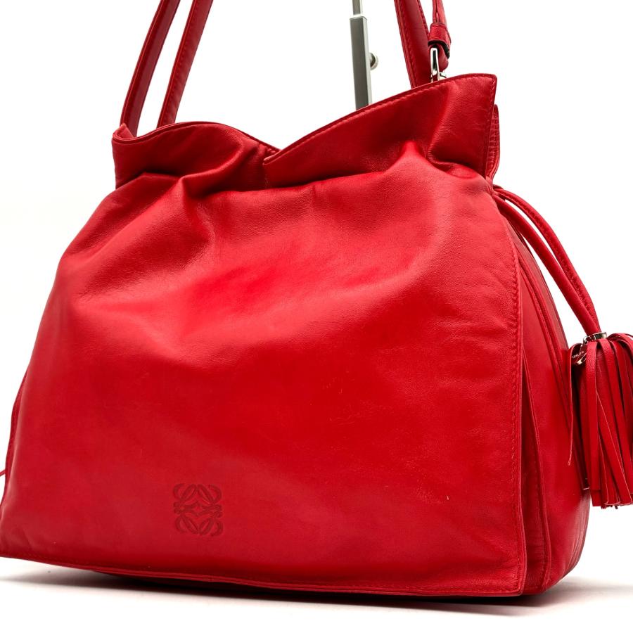 ロエベ LOEWE トートバッグ 大型 赤 ギャランティ付 通勤 通学 旅行 