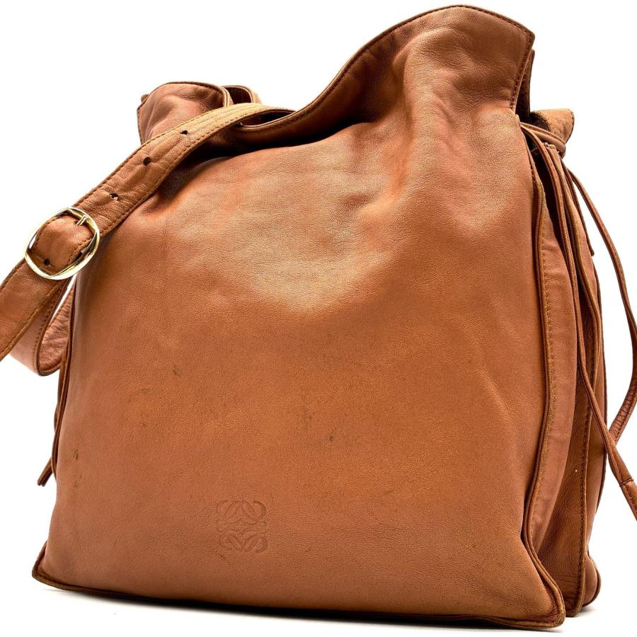 ロエベ LOEWE フラメンコ ショルダーバッグ ナッパレザー キャメル
