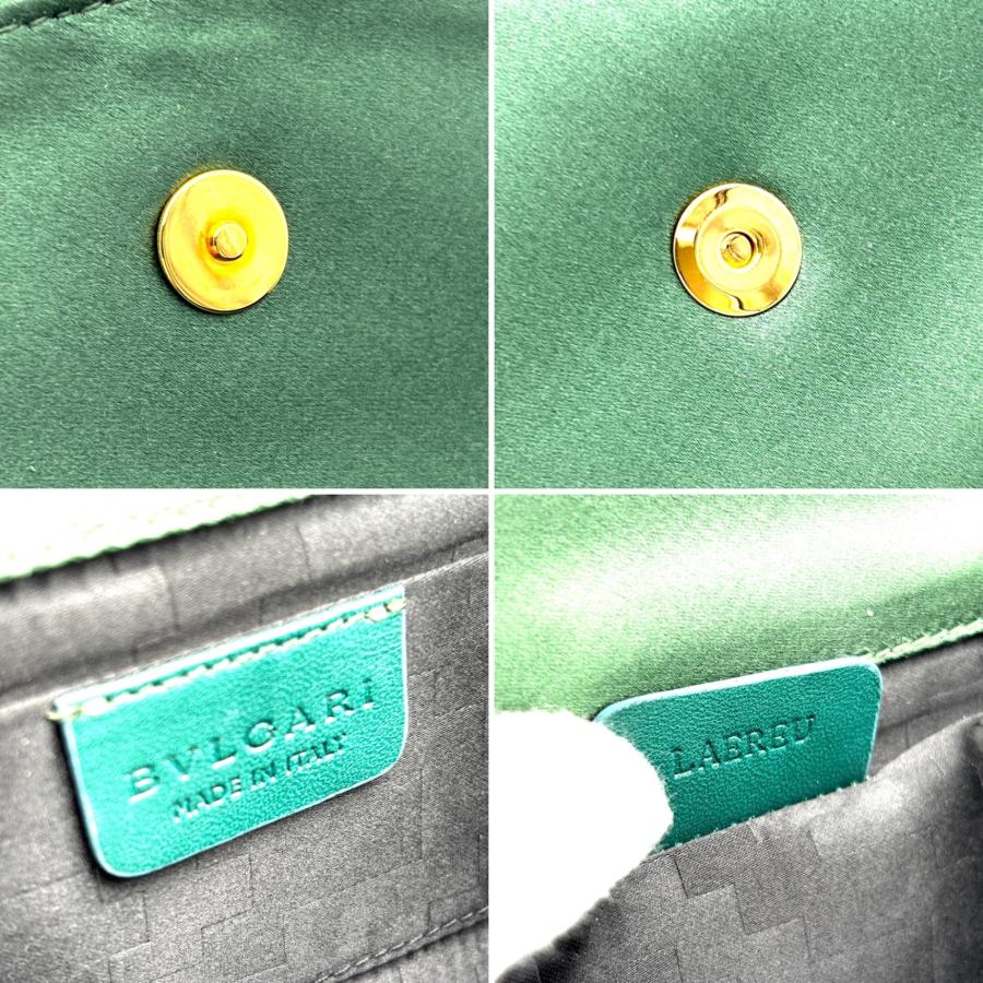 BVLGARI ブルガリ セルペンティ ポーチ クラッチバッグ ロゴ金具 ナイロン 軽量 高級 マダム レディース グリーン_7