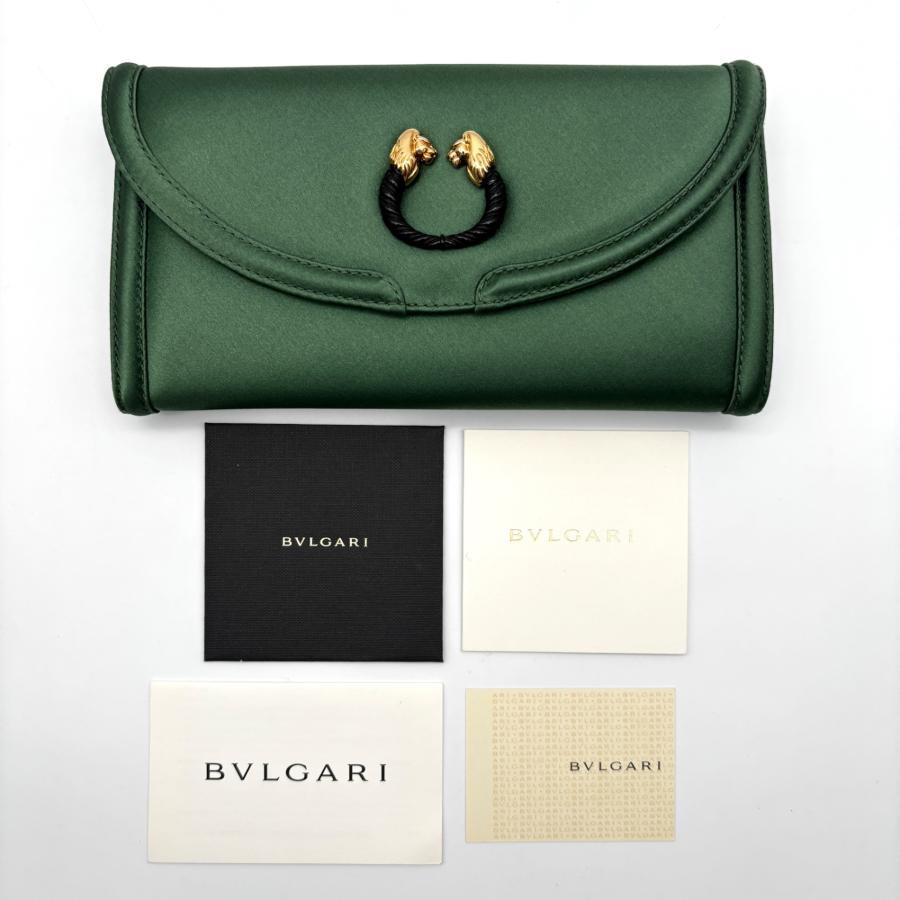 BVLGARI ブルガリ セルペンティ ポーチ クラッチバッグ ロゴ金具 ナイロン 軽量 高級 マダム レディース グリーン_8