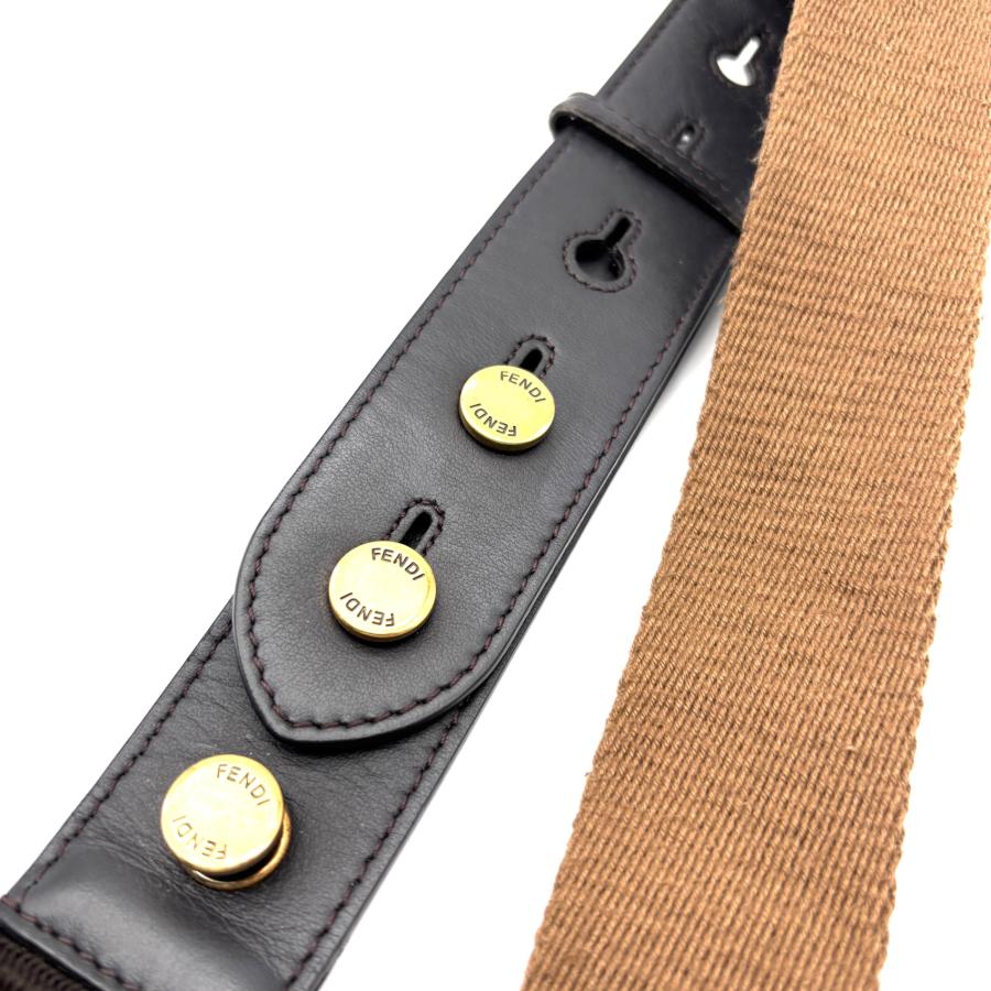 未使用級✨フェンディ ストラップ ユー キャンバス レザー ロゴ ロング バッグ フェンディ FENDI ストラップユー ズッカ キャンバス レザー