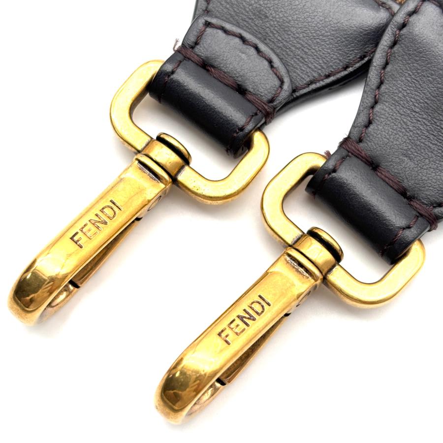 フェンディ FENDI ストラップユー ズッカ キャンバス レザー
