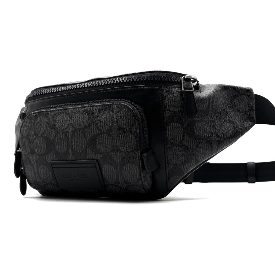 【COACH 】✨未使用に近い　ボディバッグ シグネチャー レザー ブラック コーチ COACH シグネチャー トラック ベルトバッグ ボディバッグ