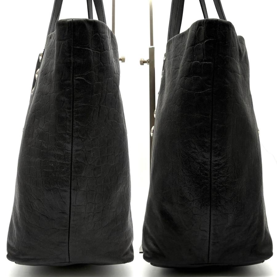 JIMMY CHOO ジミーチュウ ピムリコ トートバッグ クロコ型押し レザー ブラック 黒 スタースタッズ A4収納 大容量 人気 美品 旅行