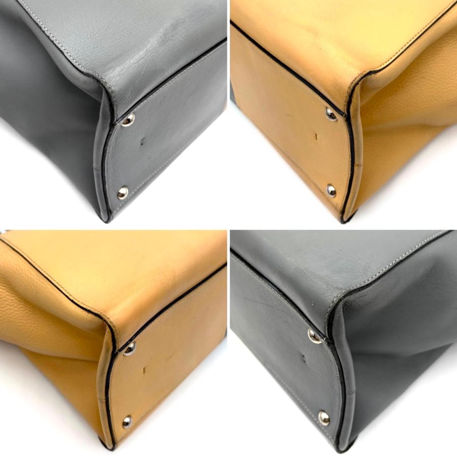 フェンディ FENDI トロワジュール トートバッグ バイカラー グレー