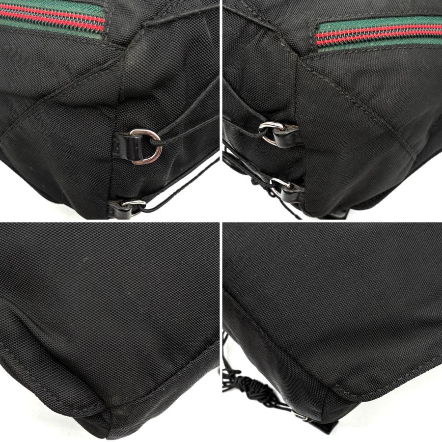 GUCCI グッチ シェリーライン ボディバッグ ウエストポーチ ナイロン レザー ブラック 黒 軽量 コンパクト 旅行 行楽 ゴールデンウィーク 父の日 122350 美品_5