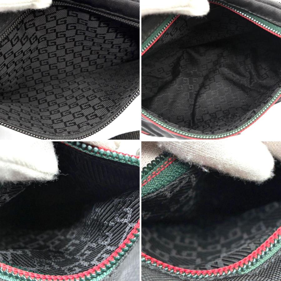 GUCCI グッチ シェリーライン ボディバッグ ウエストポーチ ナイロン レザー ブラック 黒 軽量 コンパクト 旅行 行楽 ゴールデンウィーク 父の日 122350 美品_6