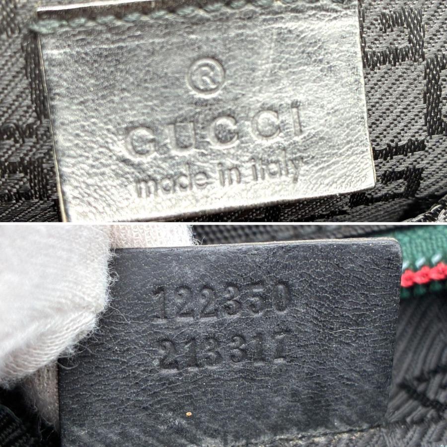 GUCCI グッチ シェリーライン ボディバッグ ウエストポーチ ナイロン レザー ブラック 黒 軽量 コンパクト 旅行 行楽 ゴールデンウィーク 父の日 122350 美品_7