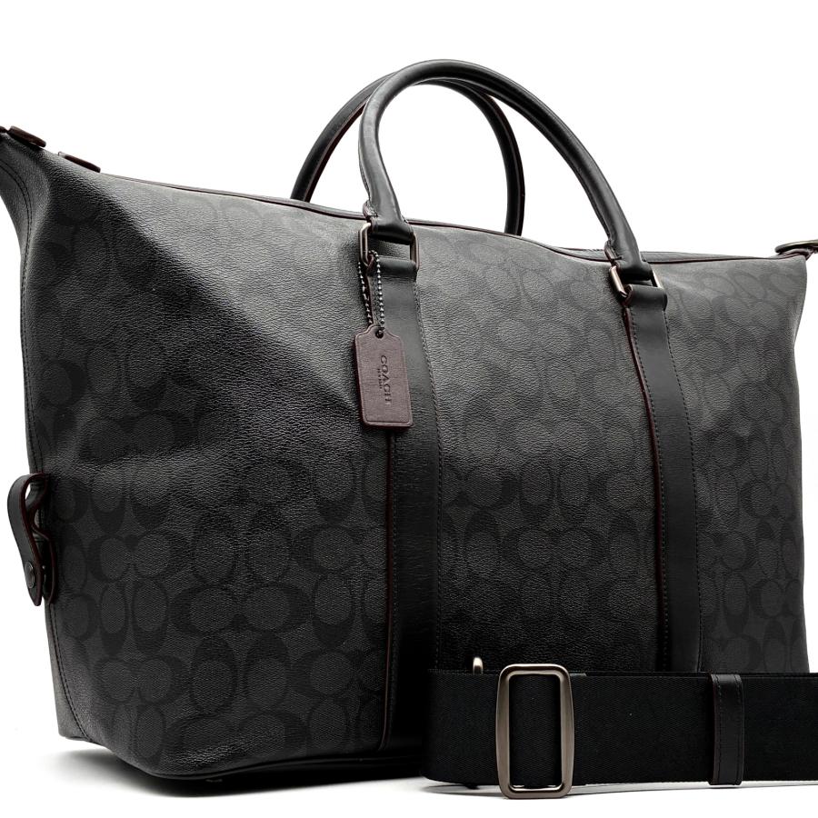 希少 極美品 コーチ 2way ボストンバッグ 大容量 シグネチャー ブラック COACH コーチ シグネチャー トレッカー 2WAY ボストンバッグ トラベル