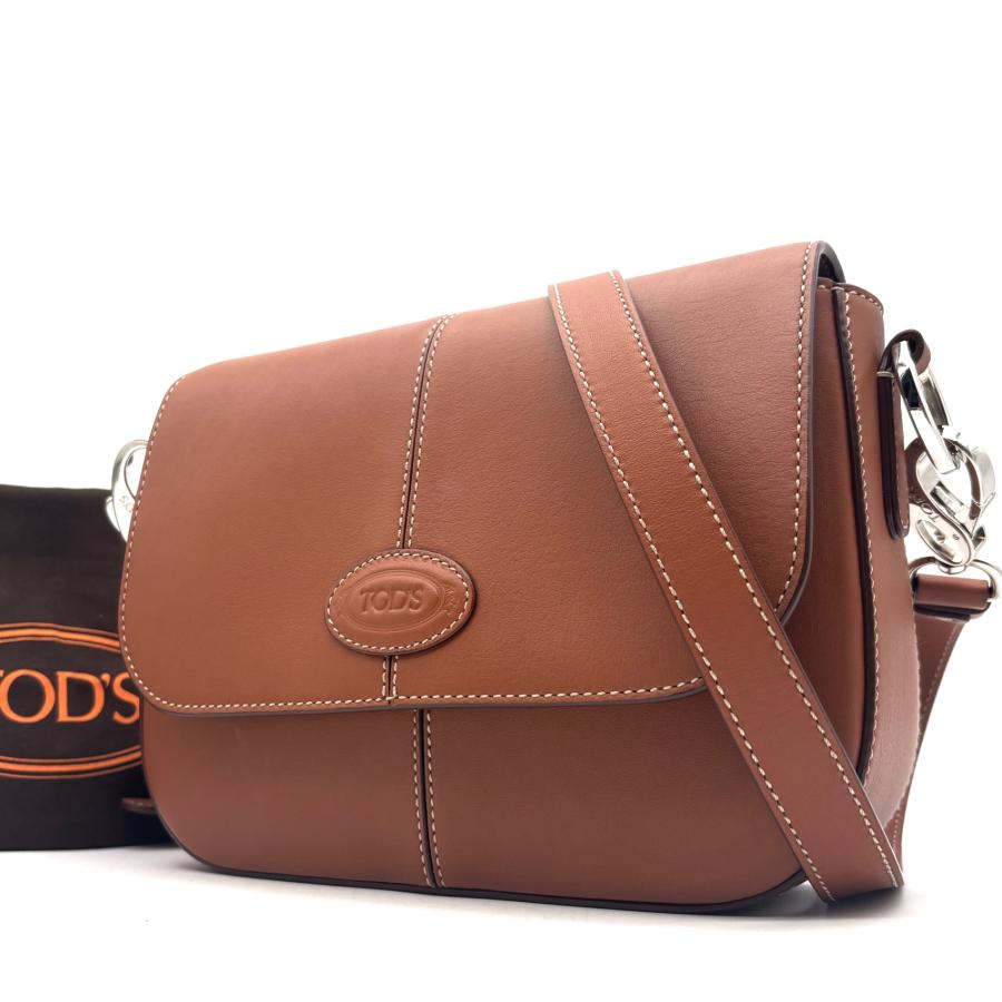 トッズ TOD'S ショルダーバッグ 鞄 カバン フラップ ロゴ オールレザー