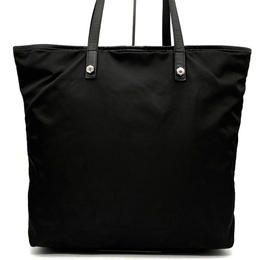 プラダ トートバッグ ナイロン レザー ドクロモチーフ A4可 肩掛け ブラック 美品 プラダ PRADA トートバッグ 三角ロゴ スカル ドクロ A4 肩掛け