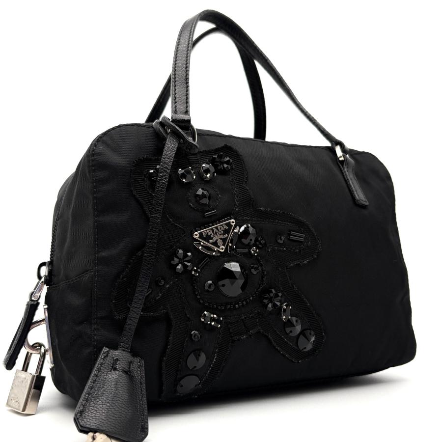 極美品 プラダ PRADA イブニングハート ハンドバッグ ミニボストン