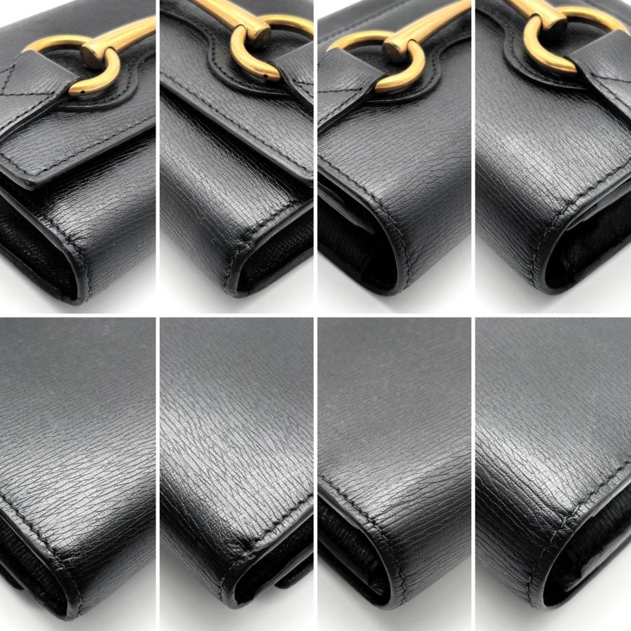 GUCCI ホースビット レザー 長財布 ブラック グッチ GUCCI ホースビット 長財布 かぶせ ロングウォレット ブラック