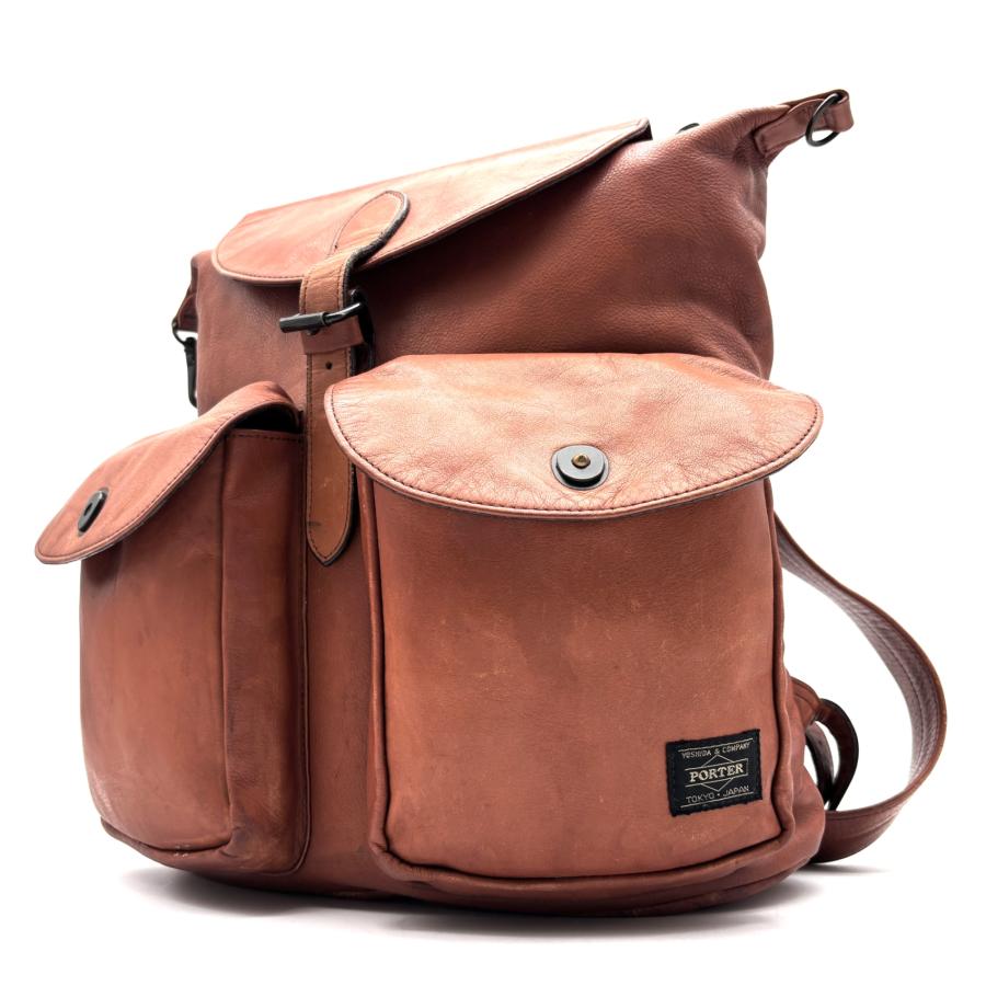 PORTER レザー リュック ダークブラウン ポーター PORTER 吉田カバン リュックサック バックパック フラップ