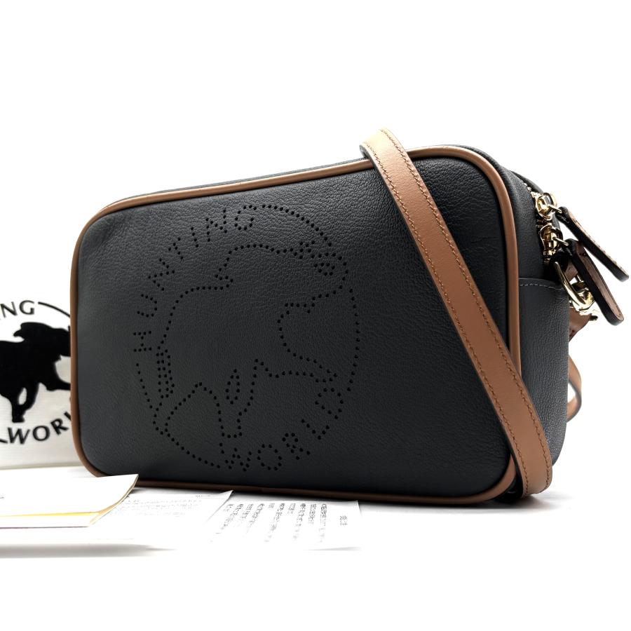 未使用に近い ハンティングワールド HUNTING WORLD パンチング ショルダーバッグ カメラバッグ レザー グレー クロスボディ 斜め掛け 軽量 夏休み 帰省 お盆 敬老の日 シルバーウィーク 秋 ギフト プレゼント ご褒美 ユニセックス ハンティングワールド HUNTING WORLD パンチング ショルダーバッグ