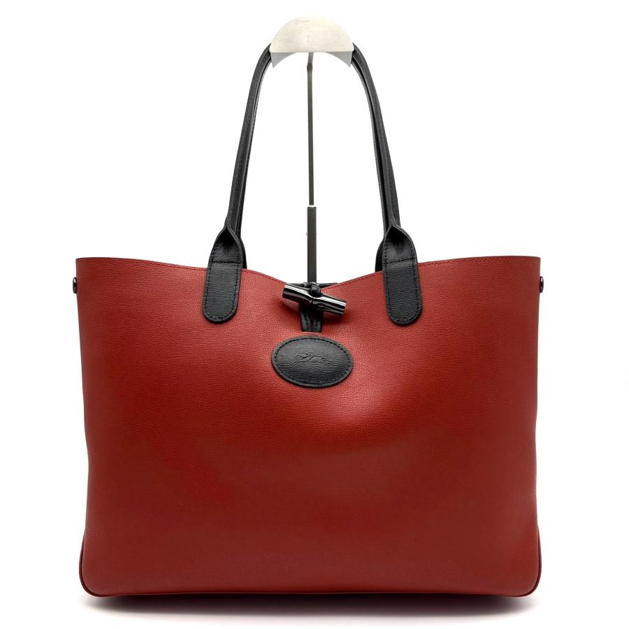 ロゾ ロンシャン LONGCHAMP ブラック A4収納可 ロゴ 自立 レザー トートバッグ ロゾ ロンシャン 美品 トートバッグ 本革 レザー ハンドバッグ バッグ