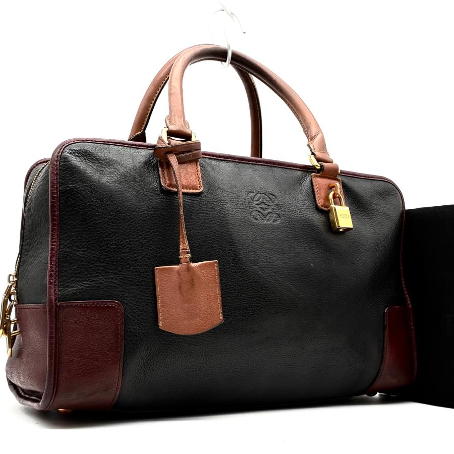 ロエベ LOEWE アマソナ36 ハンドバッグ アナグラム 南京錠 鍵 ブラック 