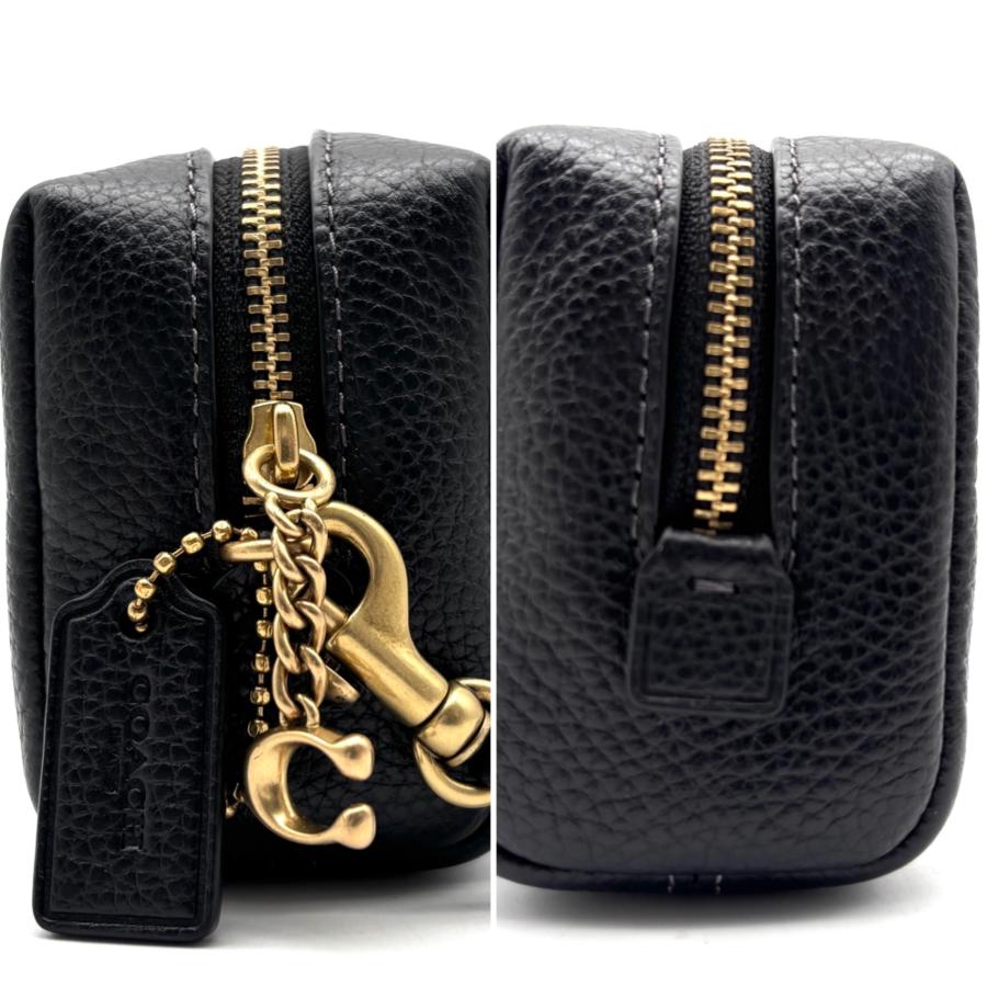 COACH コーチ レキシー 恐竜 ポーチ ペブルドレザー ブラック グリーン