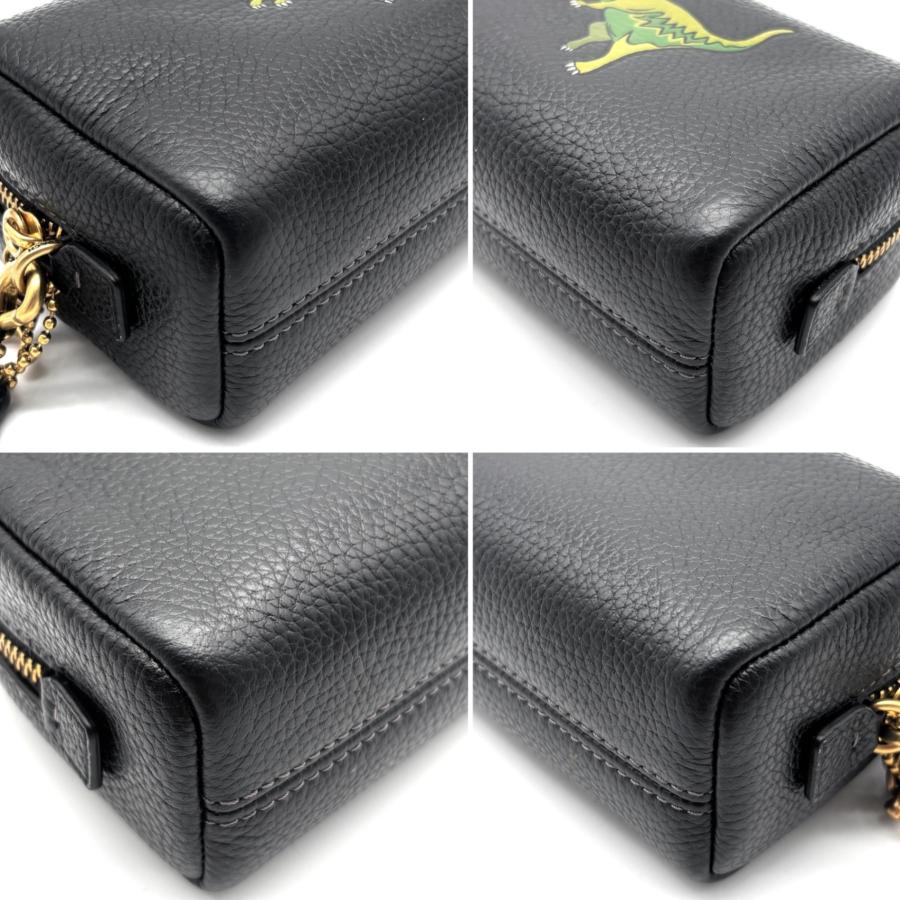 COACH コーチ レキシー 恐竜 ポーチ ペブルドレザー ブラック グリーン