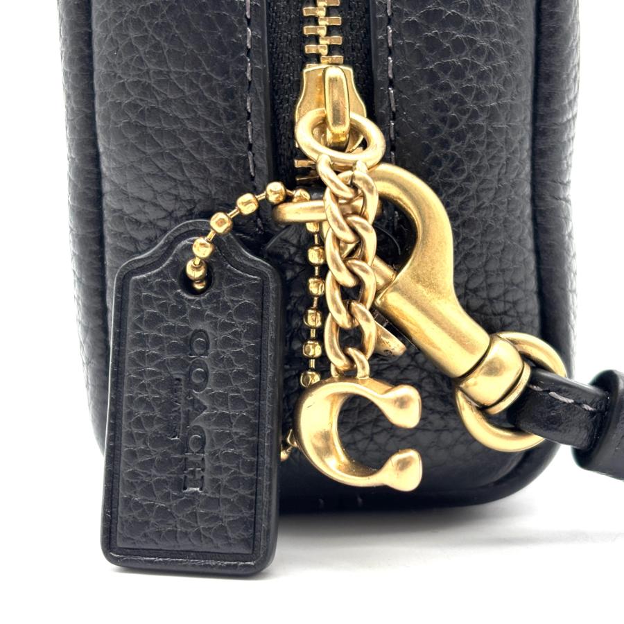 COACH コーチ レキシー 恐竜 ポーチ ペブルドレザー ブラック グリーン